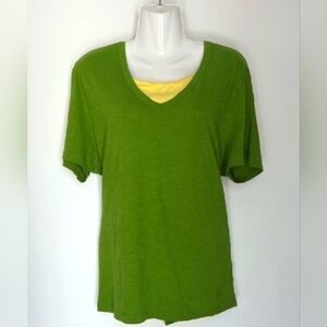 Green V-Neck Women's Top